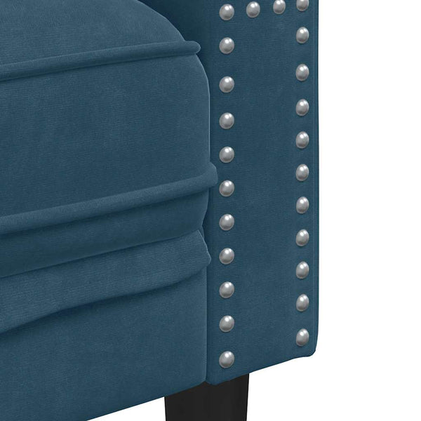 vidaXL Canapé Chesterfield 3 places en velours bleu avec traversins
