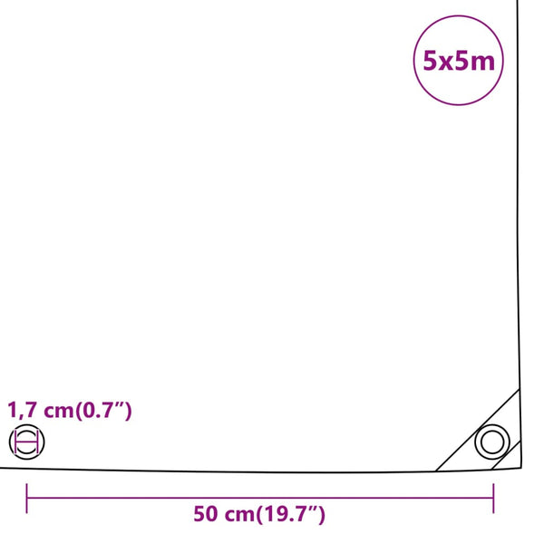vidaXL Bâche blanche 5x5 m 650 g/m²
