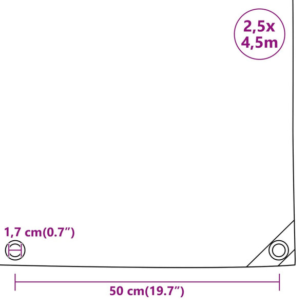 vidaXL Bâche de protection noire 2,5x4,5 m 650 g/m²