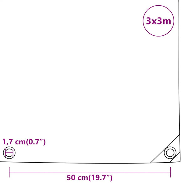 vidaXL Bâche anthracite 3x3 m 650 g/m²