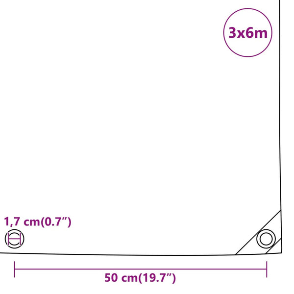 vidaXL Bâche anthracite 3x6 m 650 g/m²
