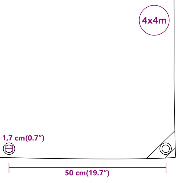 vidaXL Bâche anthracite 4x4 m 650 g/m²