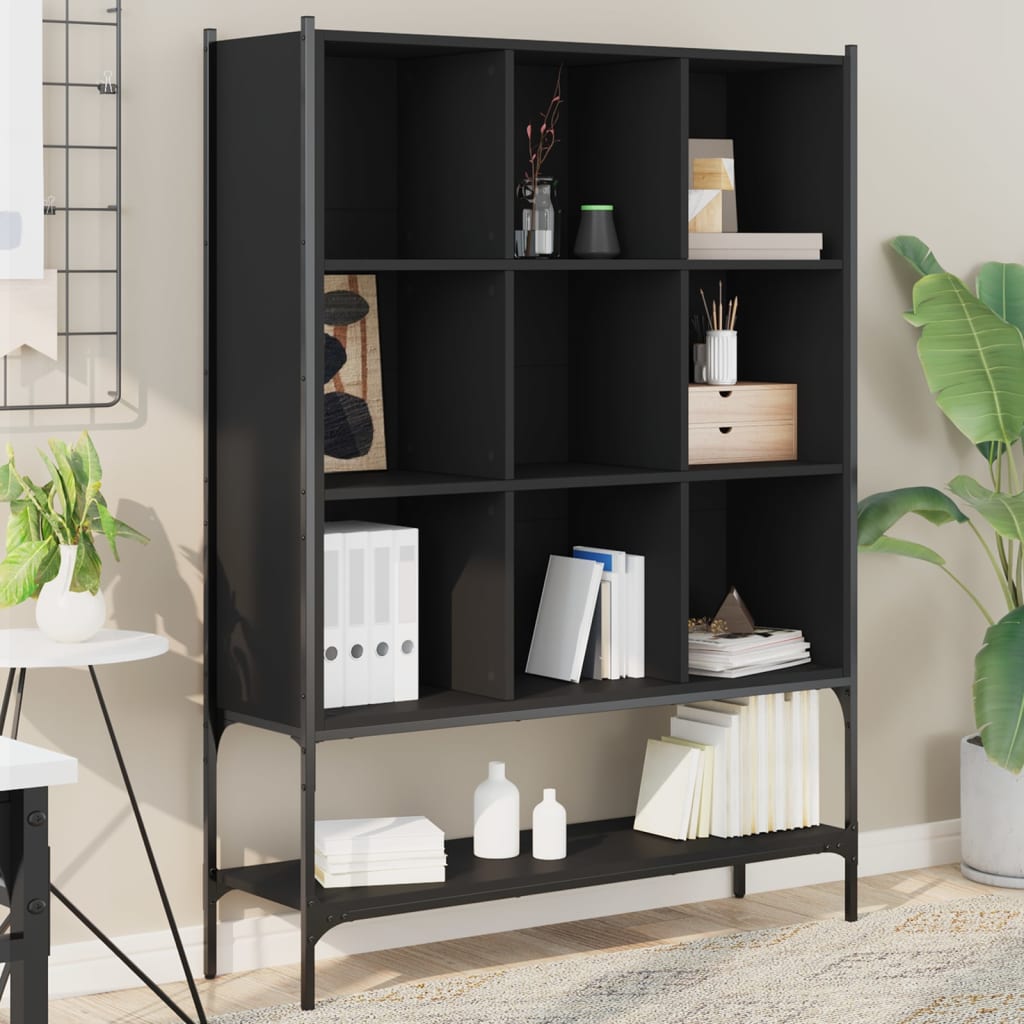 vidaXL Bibliothèque noire 102x30x141,5 cm en bois d'ingénierie