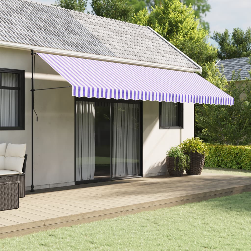 Markisenvolant Blau/Weiß Gestreift 5 m