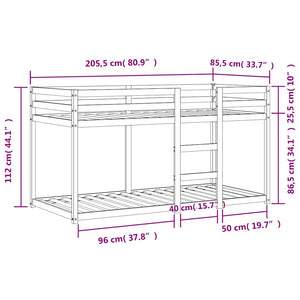 Etagenbett 80x200 cm Kiefer Massivholz Wachsbraun