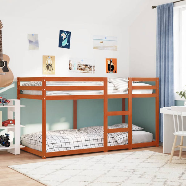 Etagenbett 80x200 cm Kiefer Massivholz Wachsbraun