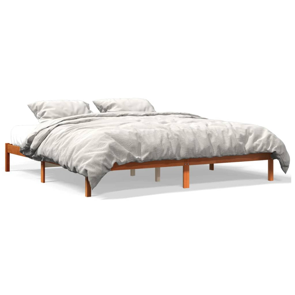 vidaXL Lit en bois massif sans matelas Marron ciré 200x200 Bois de pin