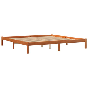 vidaXL Lit en bois massif sans matelas Marron ciré 200x200 Bois de pin