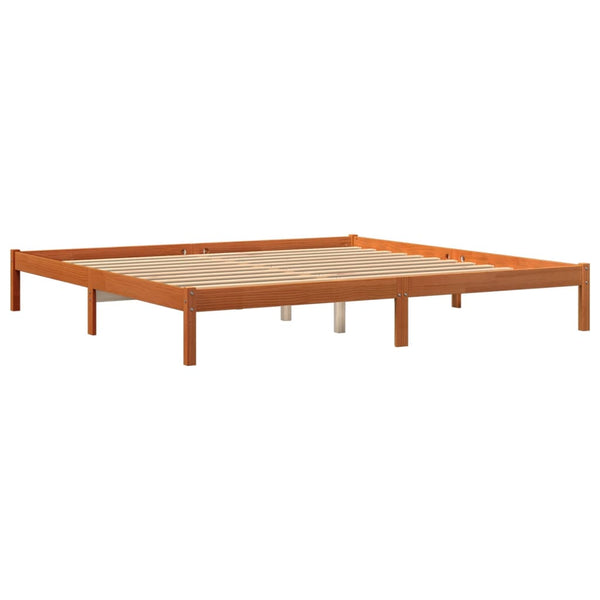 vidaXL Lit en bois massif sans matelas Marron ciré 200x200 Bois de pin