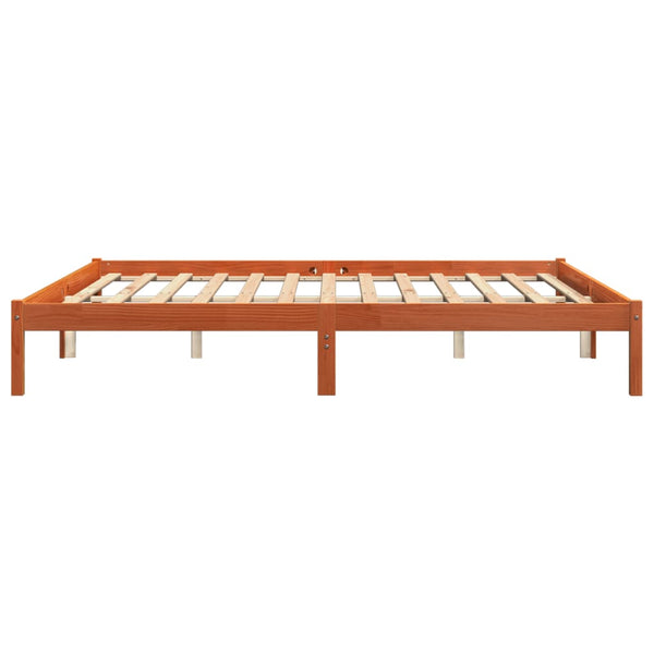 vidaXL Lit en bois massif sans matelas Marron ciré 200x200 Bois de pin