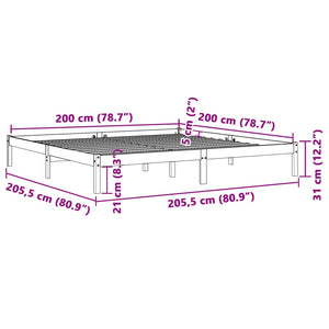 vidaXL Lit en bois massif sans matelas Marron ciré 200x200 Bois de pin