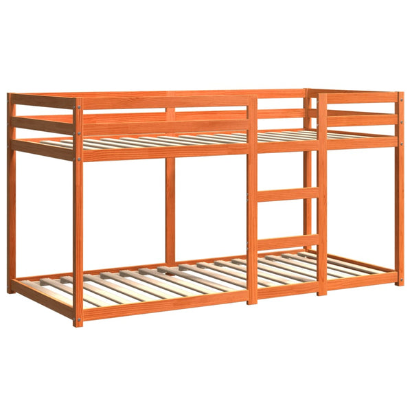vidaXL Lit superposé marron ciré 90x200 cm Bois de pin massif