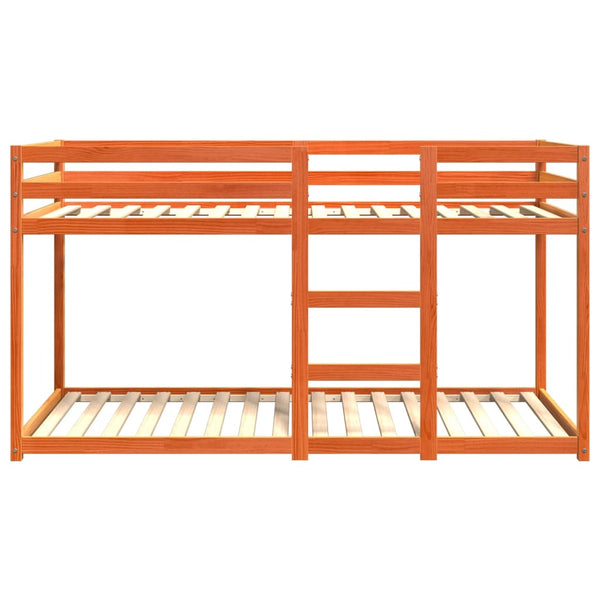 vidaXL Lit superposé marron ciré 90x200 cm Bois de pin massif