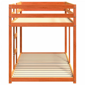 vidaXL Lit superposé marron ciré 90x200 cm Bois de pin massif