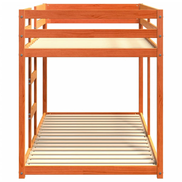 vidaXL Lit superposé marron ciré 90x200 cm Bois de pin massif