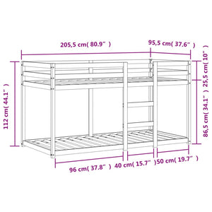 vidaXL Lit superposé marron ciré 90x200 cm Bois de pin massif