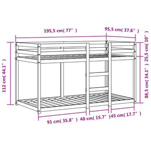 vidaXL Lit superposé marron miel 90x190 cm pin massif