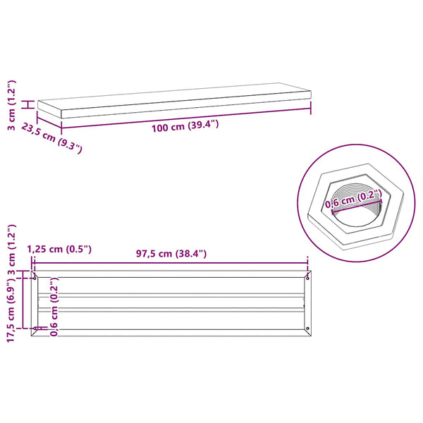 Wandregale 2 Stk. 100x23,5 cm Silbern Edelstahl