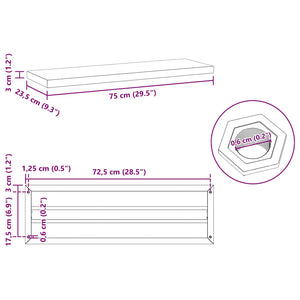 Wandregale 2 Stk. 75x23,5 cm Silbern Edelstahl