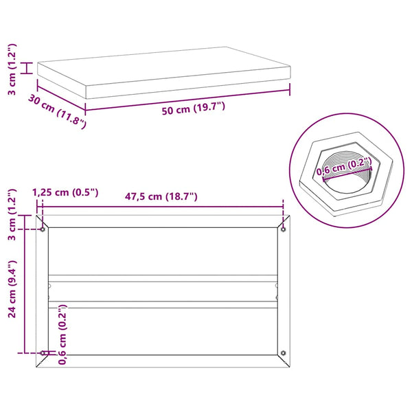 Wandregale 2 Stk. 50x30 cm Silbern Edelstahl