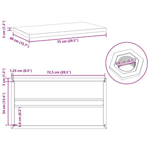Wandregale 2 Stk. 75x40 cm Schwarz Edelstahl