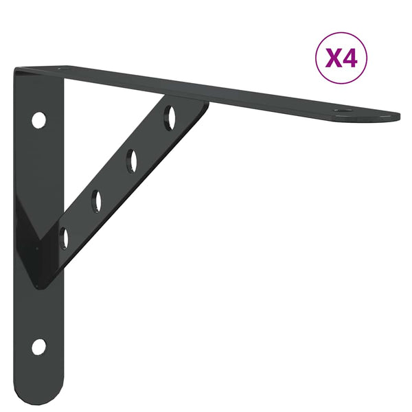 Regalträger 4 Stk. 30x2,5x15,5 cm Schwarz Edelstahl