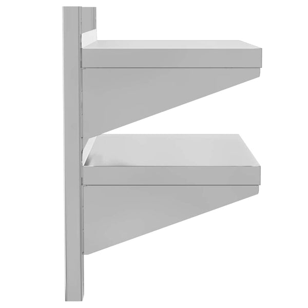 Wandregal mit 2 Böden 50x30x48 cm Silbern Edelstahl