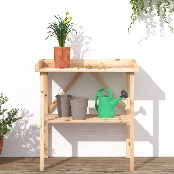 vidaXL Table de rempotage avec étagère 78x38x82,5 cm Bois de sapin massif