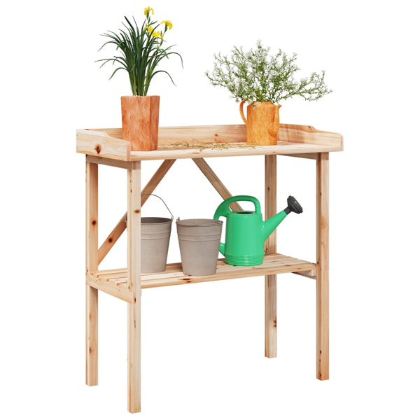 vidaXL Table de rempotage avec étagère 78x38x82,5 cm Bois de sapin massif