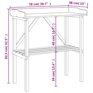 Pflanztisch mit Ablage Grau 78x38x82,5 cm Massivholz Tanne