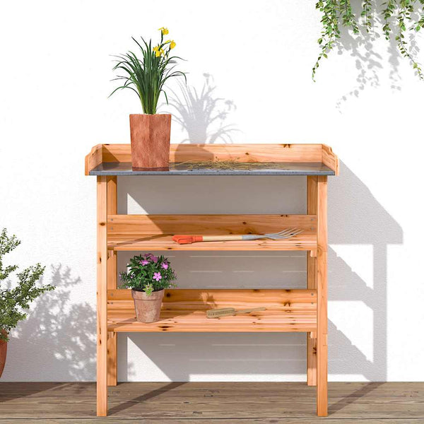 Pflanztisch mit Ablagen Braun 78x38x82,5 cm Massivholz Tanne