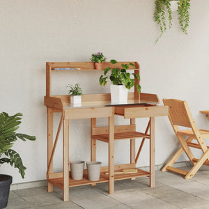 Pflanztisch Braun Massivholz Tanne mit Ablagen