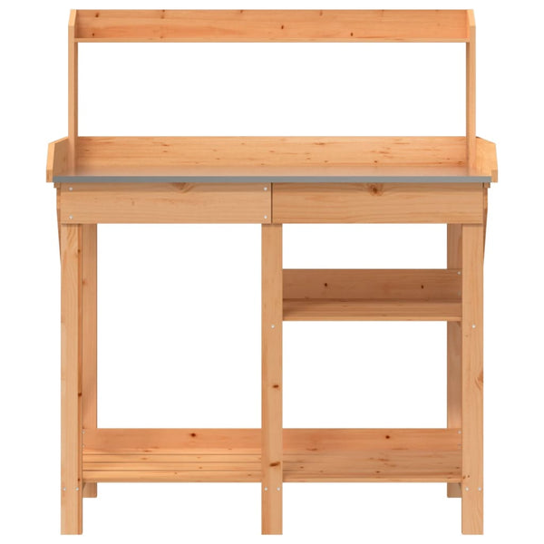 Pflanztisch Braun Massivholz Tanne mit Ablagen