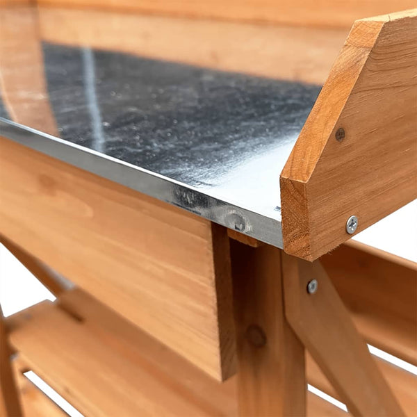 Pflanztisch Braun Massivholz Tanne mit Ablagen