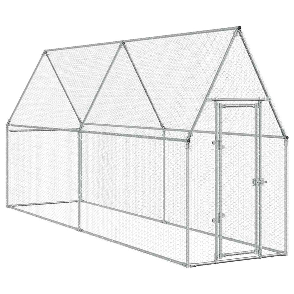 Hühnerkäfig Silbern 400x100x190 cm Verzinkter Stahl