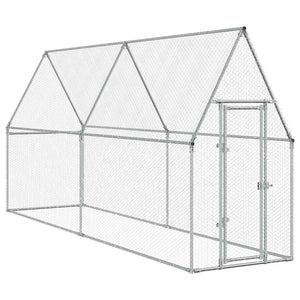 Hühnerkäfig Silbern 400x100x190 cm Verzinkter Stahl