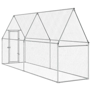 Hühnerkäfig Silbern 400x100x190 cm Verzinkter Stahl