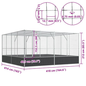 Voliere Silbern 418x414x212 cm Stahl