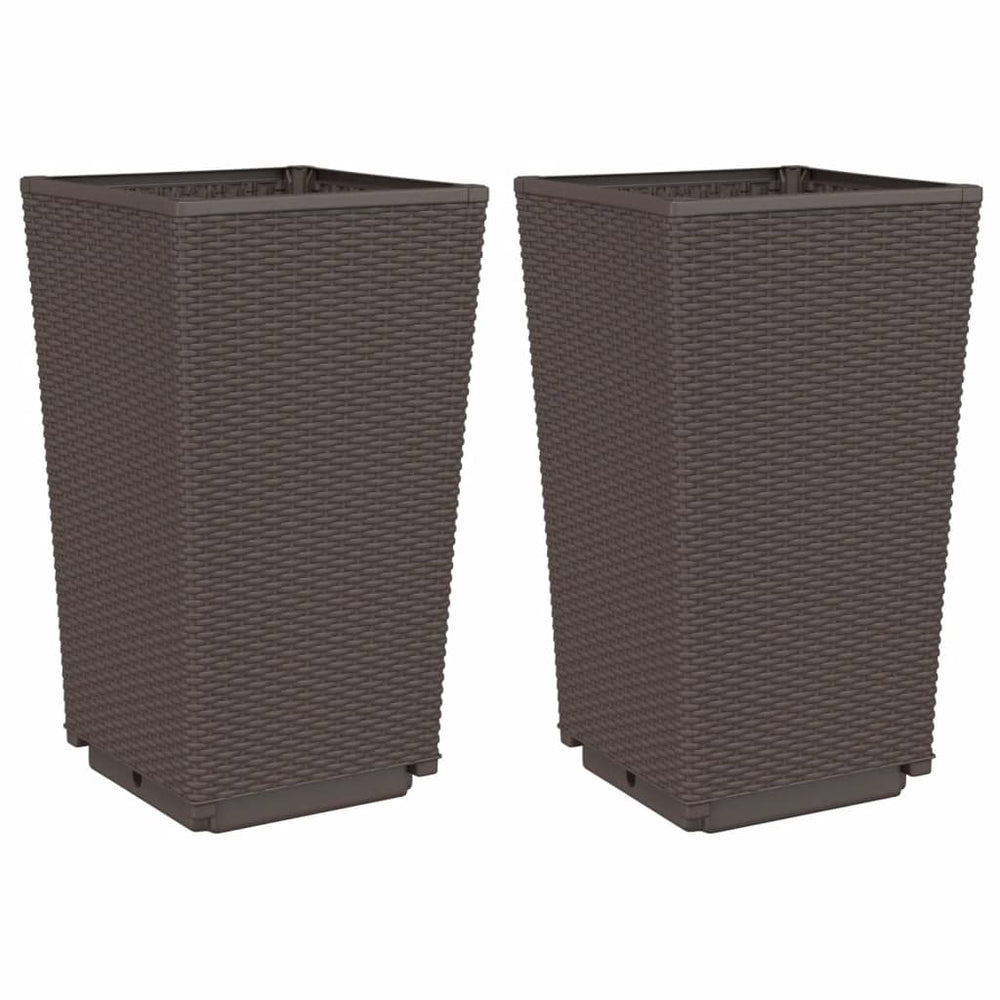 2er Set Pflanzkübel Braun 32,5x32,5x57 cm