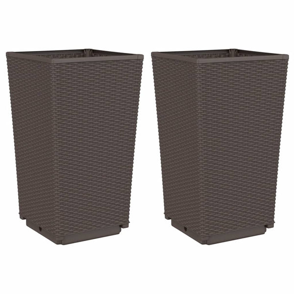 2er Set Pflanzkübel Braun 32,5x32,5x57 cm