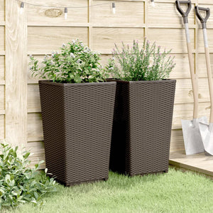 2er Set Pflanzkübel Braun 32,5x32,5x57 cm