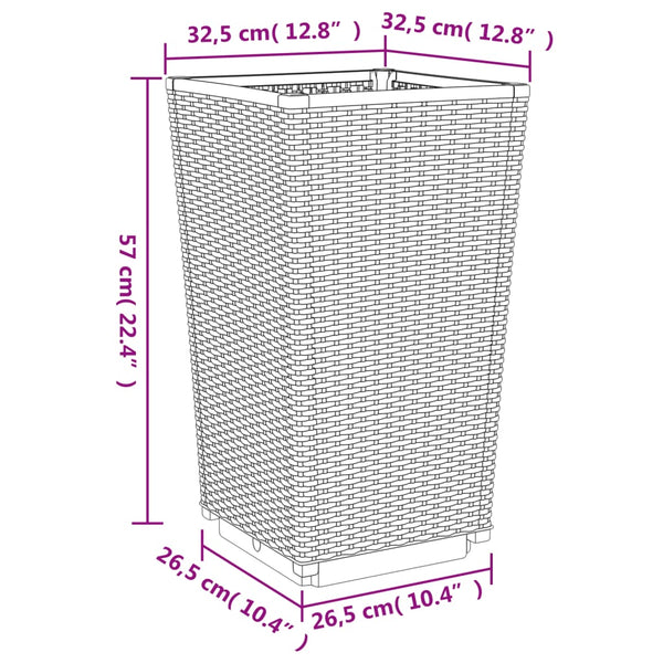2er Set Pflanzkübel Braun 32,5x32,5x57 cm