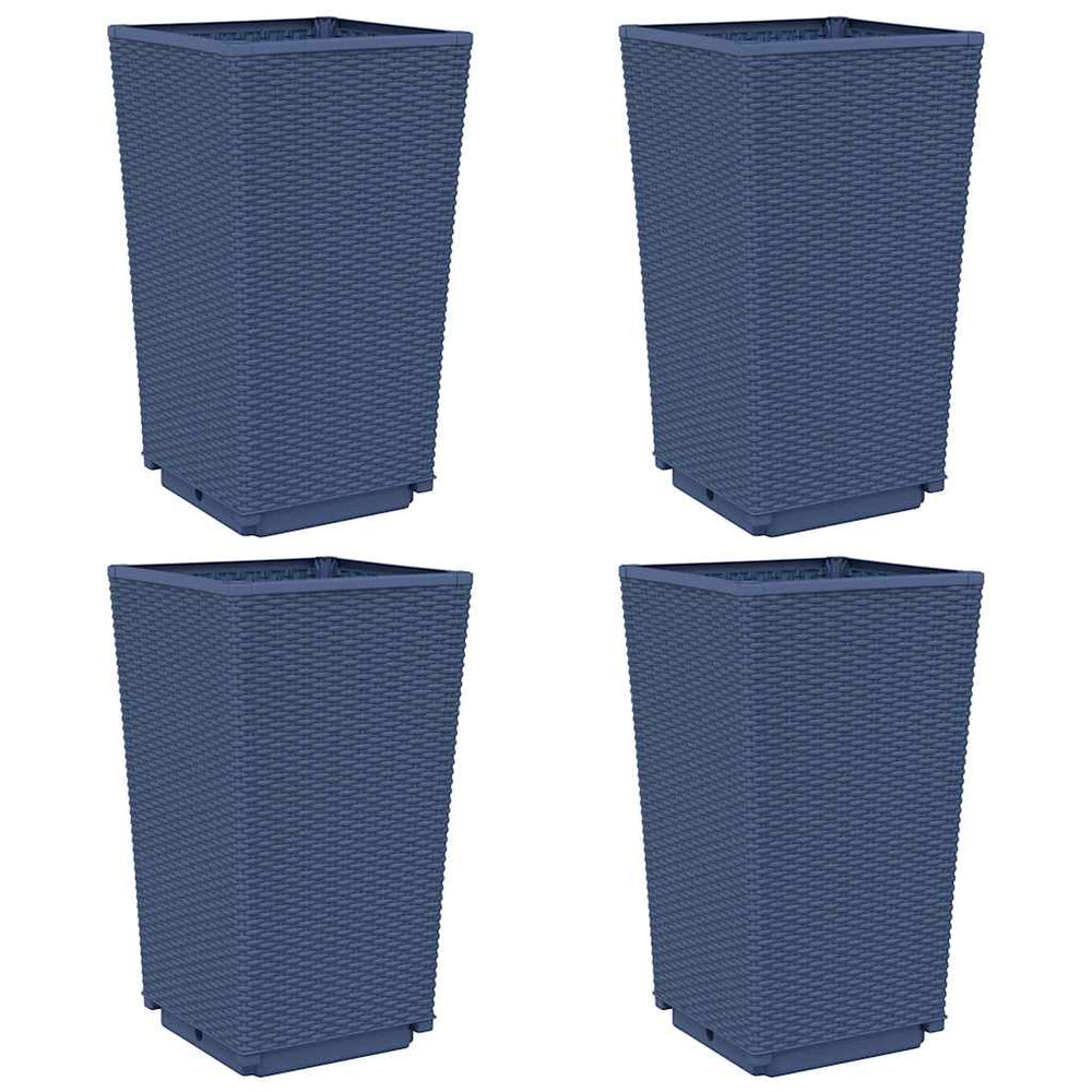 Blaugraue Pflanzkübel, 4er-Set, 32,5x32,5x57 cm