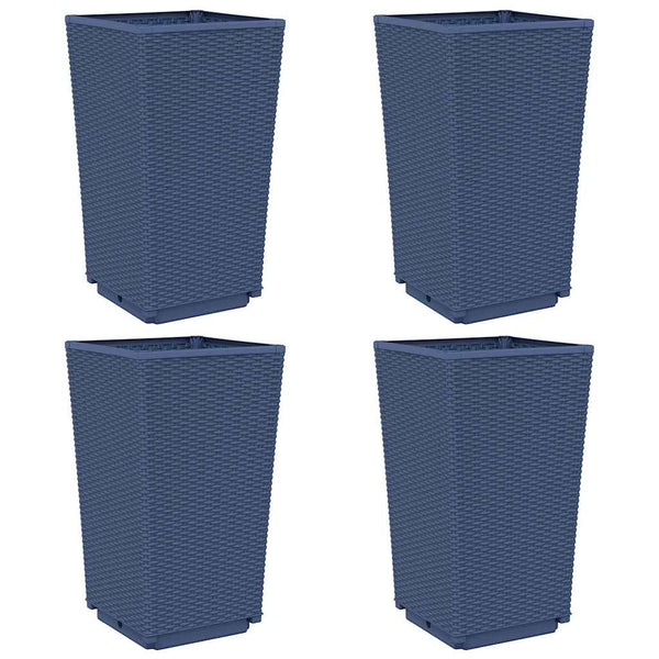 Blaugraue Pflanzkübel, 4er-Set, 32,5x32,5x57 cm