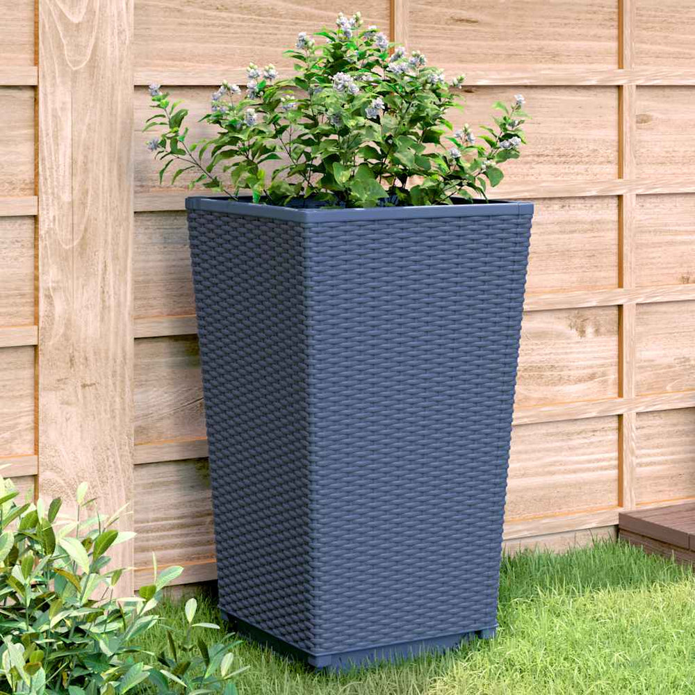 Blaugraue Pflanzkübel, 4er-Set, 32,5x32,5x57 cm