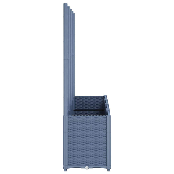 Blaugrauer Pflanzkübel mit Rankgitter 160cm