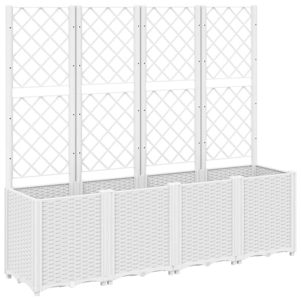 Pflanzkübel mit Rankgitter Weiß 160cm