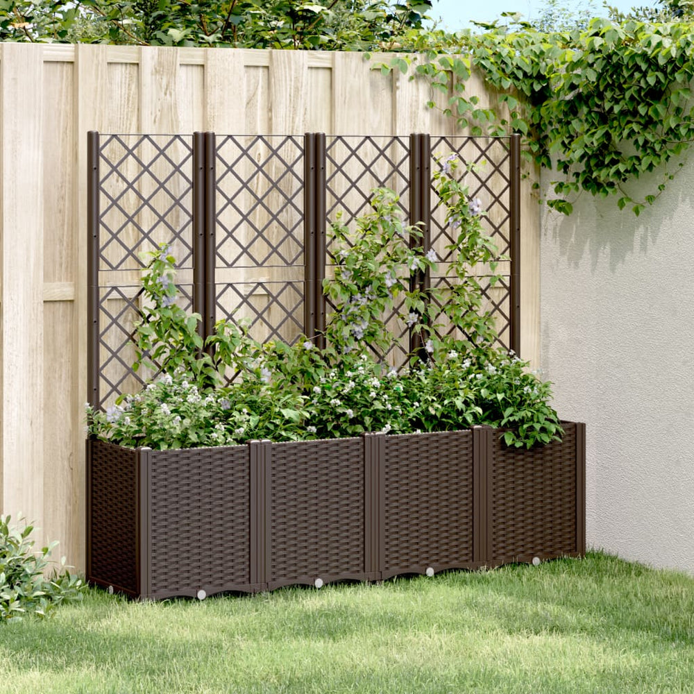 Pflanzkübel mit Rankgitter Braun 160 cm