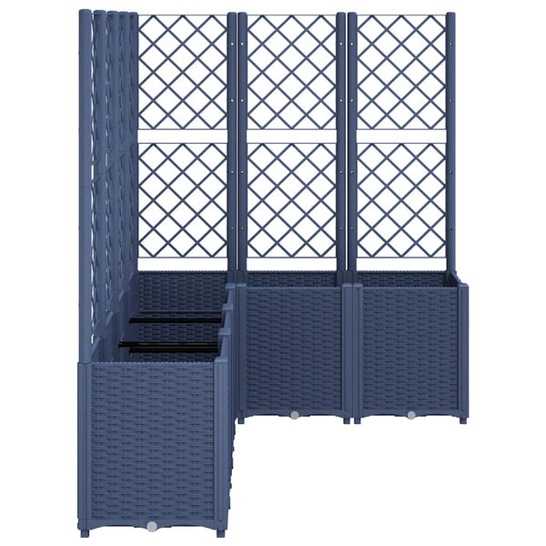Blaugrauer Pflanzkübel mit Rankgitter 160 cm