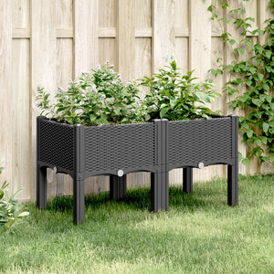 Schwarzer Pflanzkasten mit Beinen 80x40x42 cm